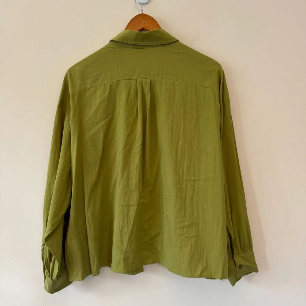 Twist Floral Lightweight Green Shirt Jacket Shacket Button Up US 8 - Picture 3 of 6